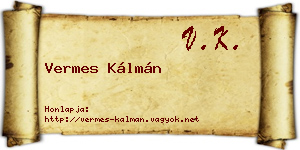Vermes Kálmán névjegykártya